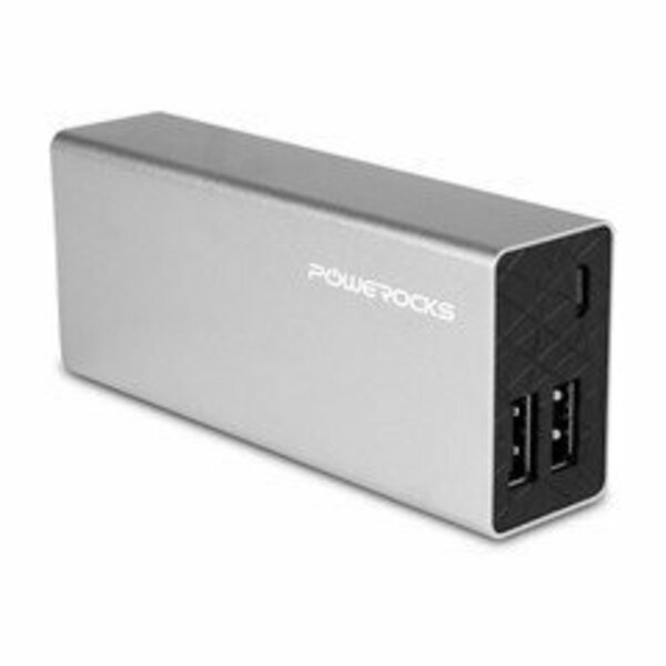 Swe-Tech 3C Powerocks 6000mAh Power Bank, Dual USB, Includes Micro USB Charge Cable, Silver FWT30W1-62005